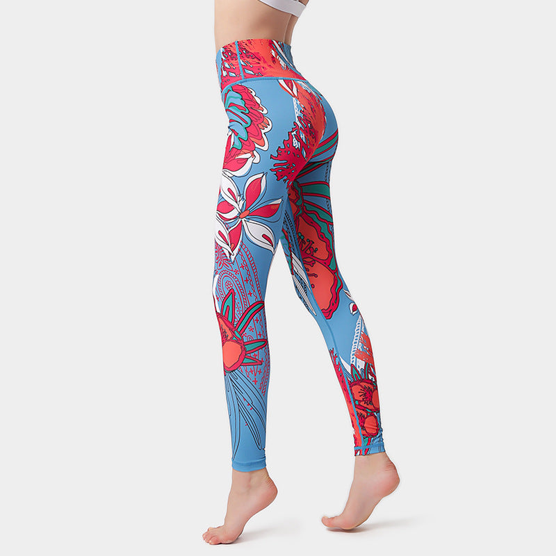 Women’s Printed Yoga Leggings – High Waist Moisture-Wicking Fitness Pants for Gym, Running & Everyday Wear