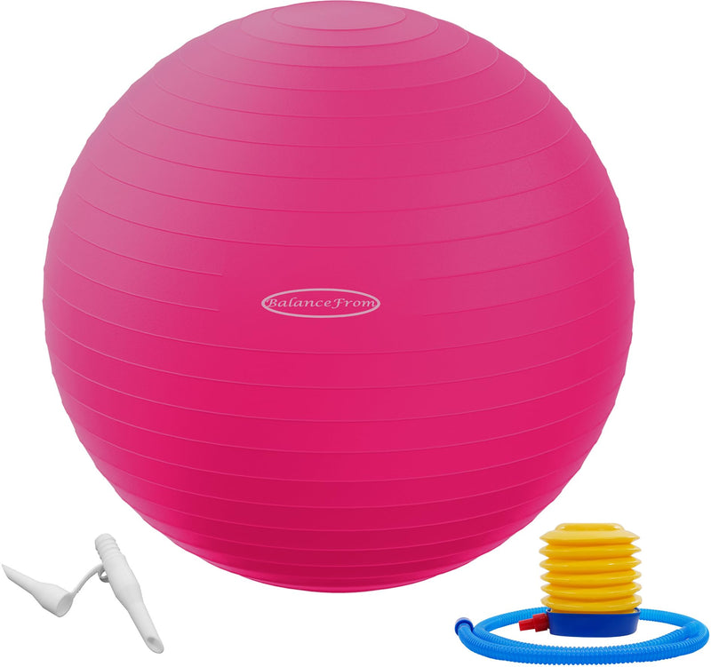 Anti-Burst Exercise Ball 18” – Non-Slip Yoga, Fitness & Birthing Ball with Pump (2000lb Capacity)