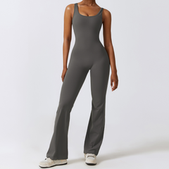 Women’s Sculpting Yoga Bodysuit – Open Back One-Piece Gym Jumpsuit with Tummy Control & Hip Lift