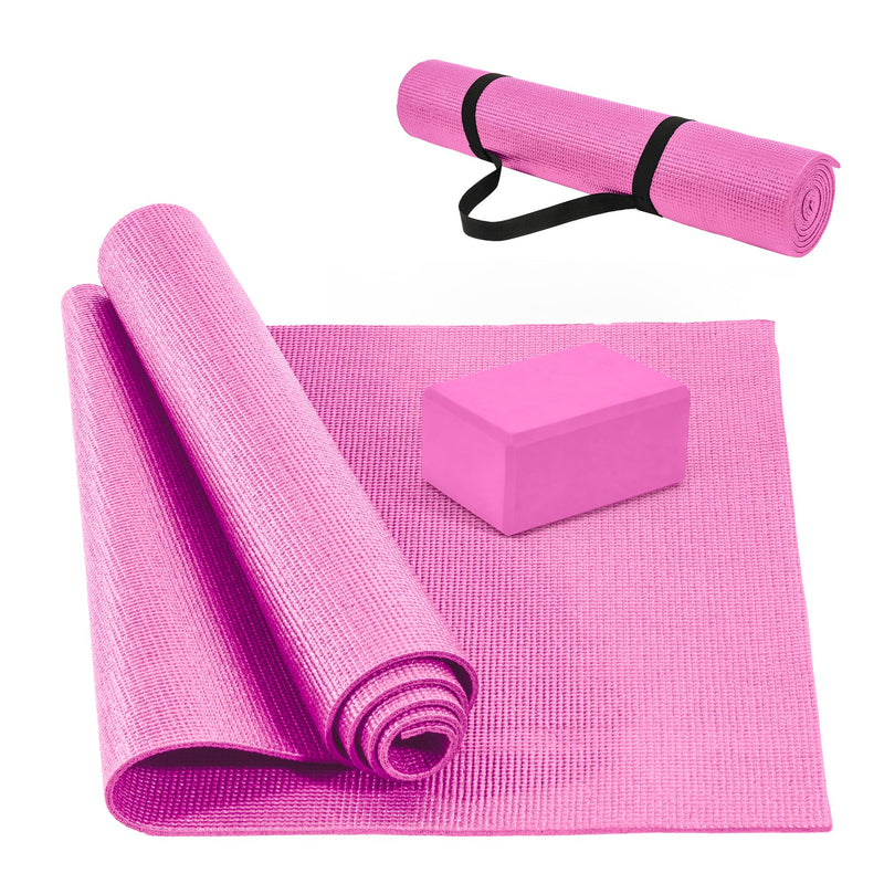 Non-Slip High-Density Yoga Mat (6mm) – Thick Exercise & Fitness Mat with Carry Strap for Home Workouts, Pilates & Gym Training