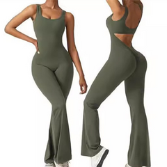 Women’s Sculpting Yoga Bodysuit – Open Back One-Piece Gym Jumpsuit with Tummy Control & Hip Lift