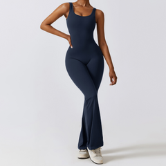 Women’s Sculpting Yoga Bodysuit – Open Back One-Piece Gym Jumpsuit with Tummy Control & Hip Lift