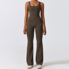 Women’s Sculpting Yoga Bodysuit – Open Back One-Piece Gym Jumpsuit with Tummy Control & Hip Lift