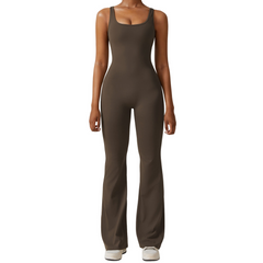 Women’s Sculpting Yoga Bodysuit – Open Back One-Piece Gym Jumpsuit with Tummy Control & Hip Lift